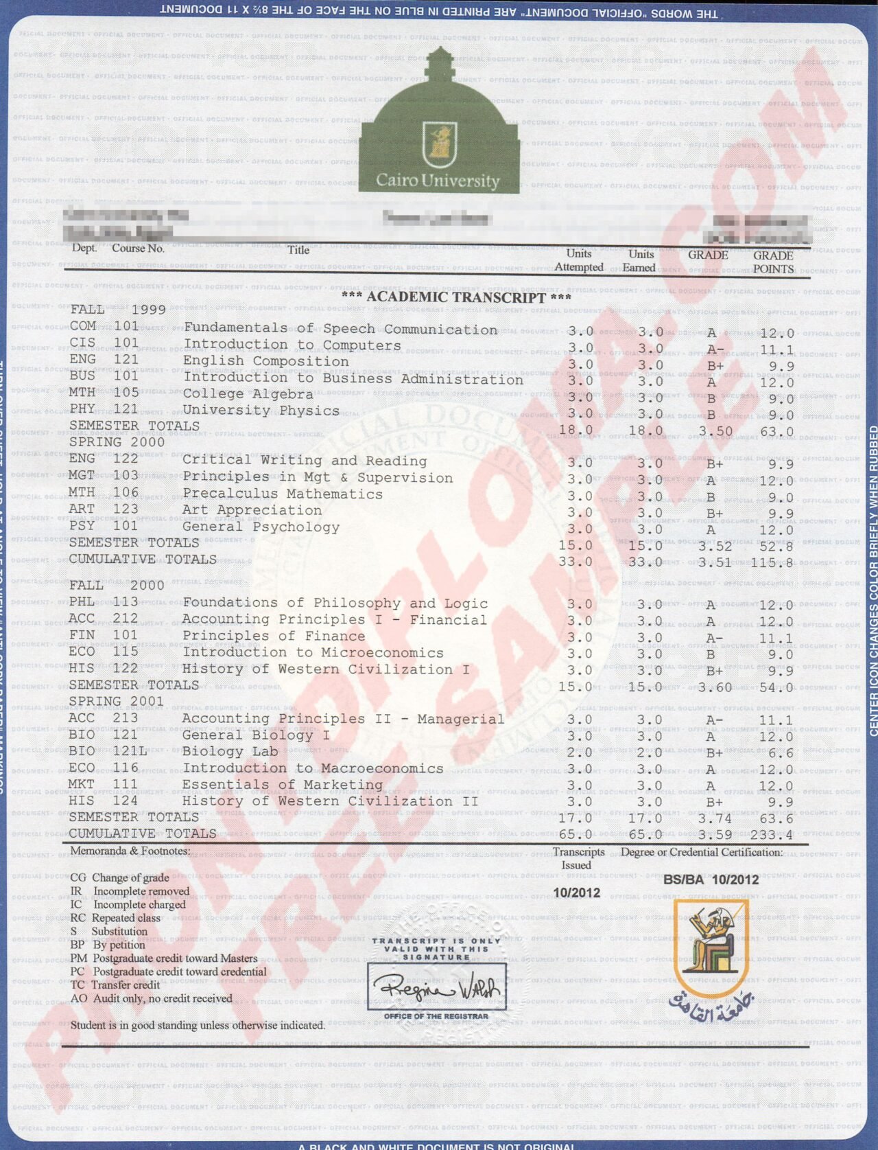 Transcript Curriculum 